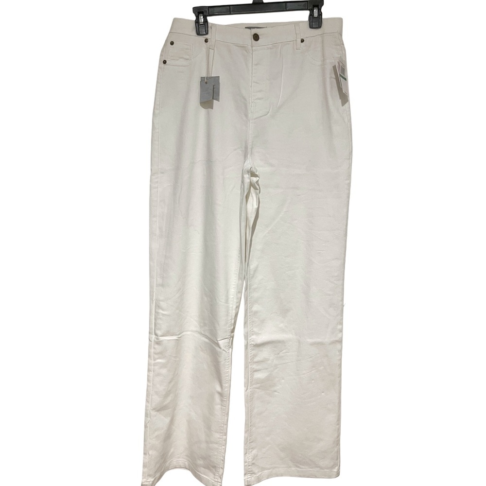 NWT Cupio Blue Women’s White Wide Leg Western Pants Soft and Comfy Size L